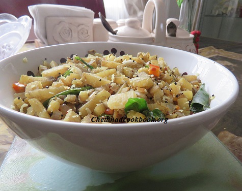 Banana stem Poriyal (stir fry)
